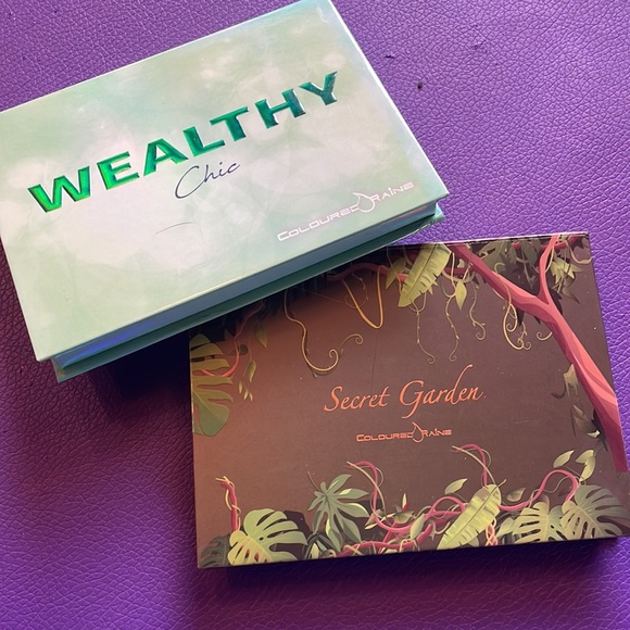 COLOURED RAINE eyeshadow palette bundle x2 WEALTHY & SECRET GARDEN grunge greens - Picture 2 of 7
